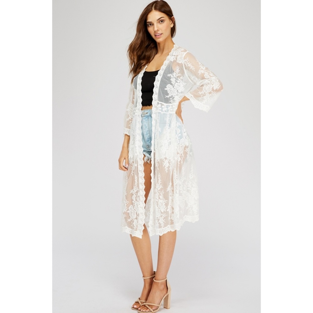 NWT Lace Kimono Cardigan in Ivory - Picture 5 of 7